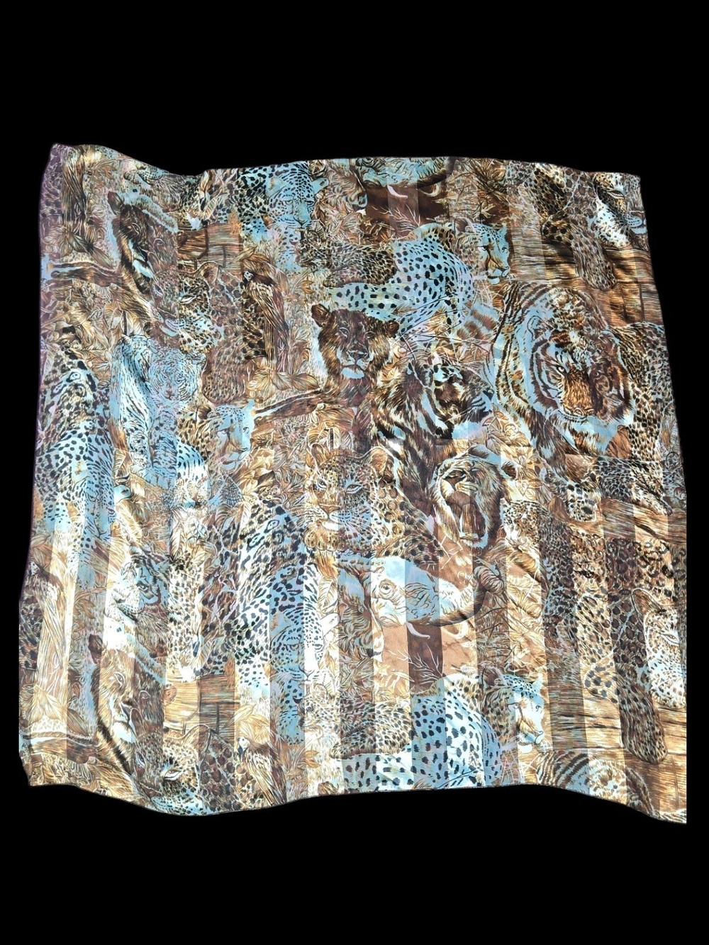 Vintage Perry Ellis Leopard Print Scarf in Brown, Tan and Cream